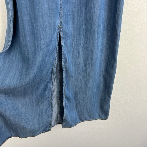 Vintage | y2k Cottagecore Fairy Boho Witch Blue Jean Tencel Tie Up Maxi Dress 2 - Picture 3 of 9